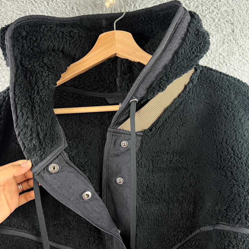 New FP Movement Hit The Slopes Moto Jacket Black Combo Sherpa Fleece Hooded XS - Picture 4 of 13